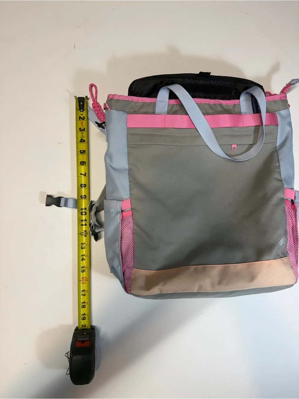 United By Blue Gray Backpack Tote with Pink & Tan Accents